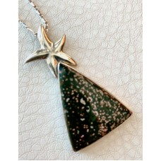 366 Collier agate dentelle, étoile de mer en argent sterling